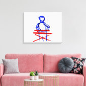 Toetsenbord speler stick outline rood blauw uitsne canvas afdruk (Insitu (Woonkamer))