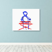 Toetsenbord speler stick outline rood blauw uitsne canvas afdruk (Insitu (Houten vloer))