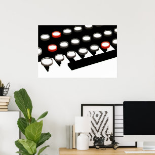  toetsenbord voor oude, gefaseerde schrijfmachine  poster