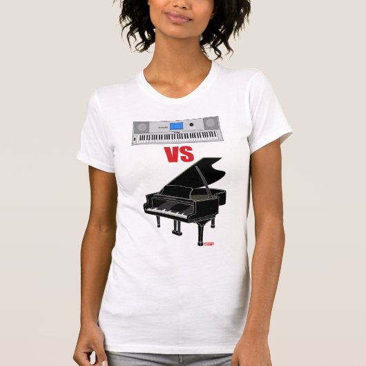 Toetsenbord VS Piano (vrouwen) T-shirt (Voorkant)