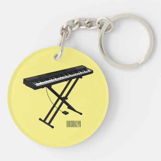 Toetsenbordpianorafbeelding cartoon sleutelhanger (Achterkant)