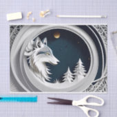 Toevalf van Fantasy Wolf over blauwe achtergrond Tissuepapier (Craft)