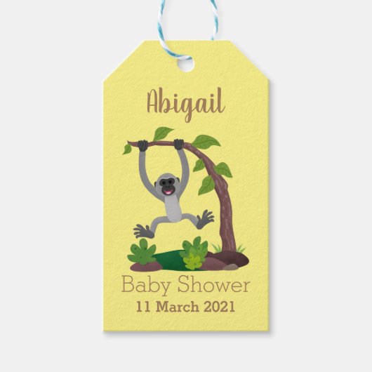 Toevallige afbeelding van de gibbon-cartoon cadeaulabel (Voorkant)