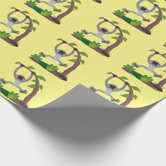 Toevallige afbeelding van de gibbon-cartoon cadeaupapier (Hoek)