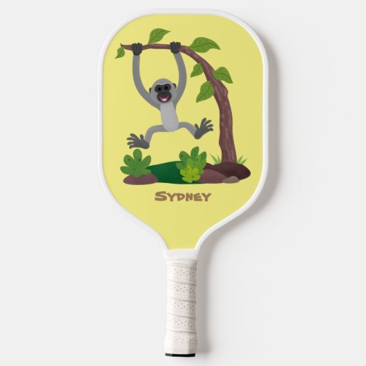 Toevallige afbeelding van de gibbon-cartoon pickleball paddle (Achterkant)
