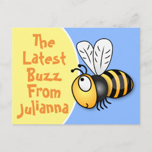 Toevallige bee nieuwste buzz cartoon illustratie briefkaart
