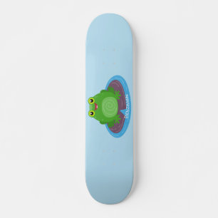 Toevallige groene kikker cartoon illustratie skateboard