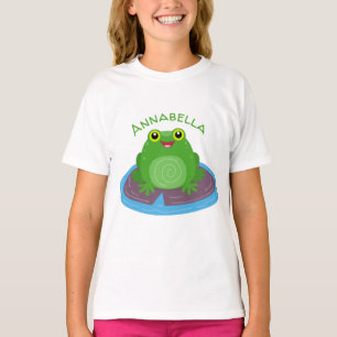 Toevallige groene kikker cartoon illustratie t-shirt
