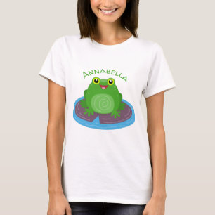 Toevallige groene kikker cartoon illustratie t-shirt