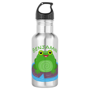 Toevallige groene kikker cartoon illustratie waterfles 