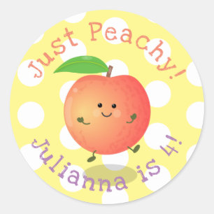 Toevallige perzikzomerillustratie cartoon ronde sticker