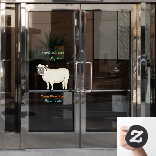 Toevallige schaapse cartoon raamsticker (Kantoordeur)