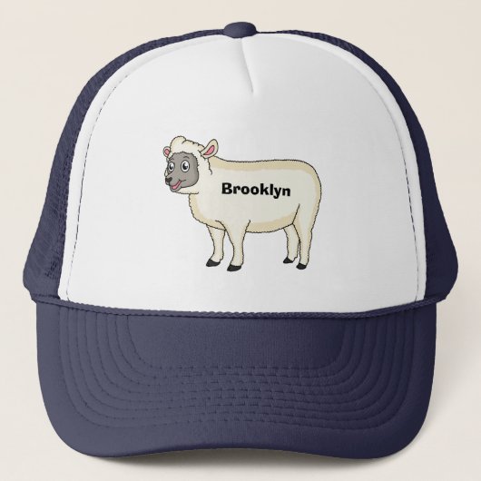 Toevallige schaapse cartoon trucker pet (Voorkant)
