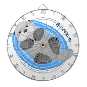 Toevallige zee otter cartoon illustratie dartbord