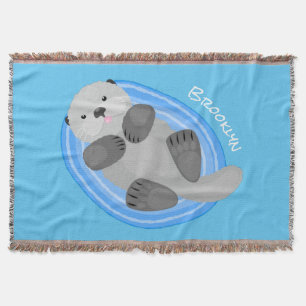 Toevallige zee otter cartoon illustratie deken