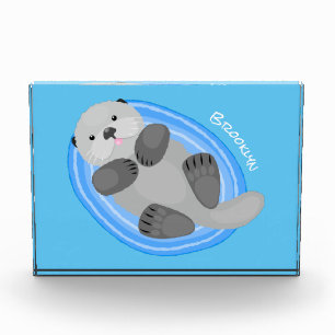 Toevallige zee otter cartoon illustratie fotoblokken