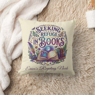 Toevlucht zoeken in boeken Whimsical Hemels Mystic Kussen