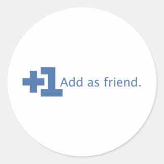 Toevoegen als vriend - Plus één (blauw) Ronde Sticker