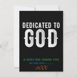 TOEWIJDING AAN GOD KOELE AANPASBARE WITTE TEKST BEDANKKAART