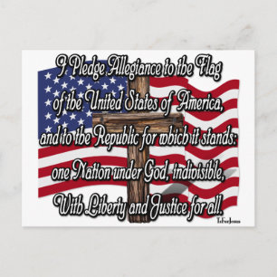 Toezegging met Amerikaanse vlag en kruis Briefkaart
