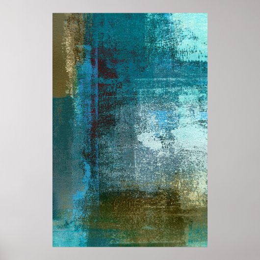 'Toezicht' Blauwgroen Abstract Poster (Voorkant)