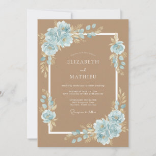 Toffee Azure Bloem Bruiloft Kaart
