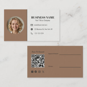 Toffee Brown QR Code Foto Afspraak Architect Visitekaartje