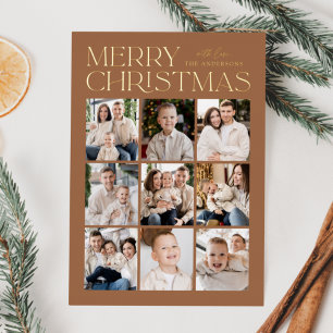 Toffee Modern Kerstmis 9 Foto Collage Folie Feestdagenkaart