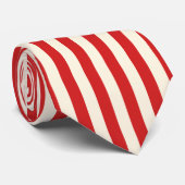 Tofu Cream Postbox Rood Gestreept Patroon Stropdas (Opgerold)