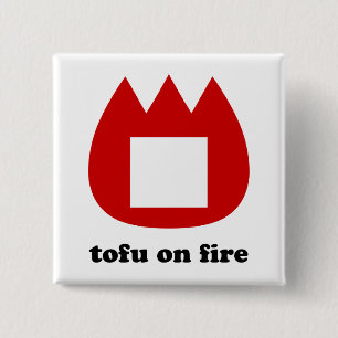 📛 tofu in brand vierkante button 5,1 cm