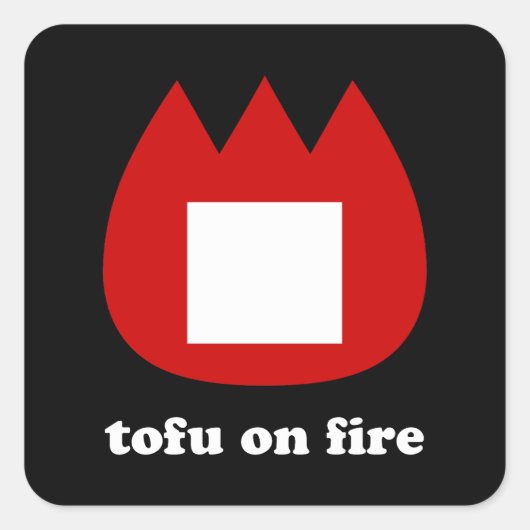 📛 tofu in brand vierkante sticker (Voorkant)
