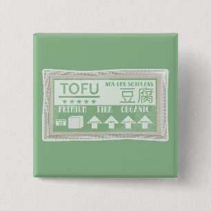 Tofu Pop art food verpakking Vierkante Button 5,1 Cm