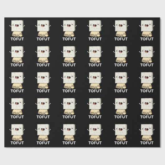 Tofut Funny Tofu Pun Dark BG Cadeaupapier (Vlak)