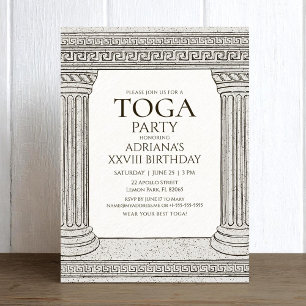 Toga-feest verjaardagsuitnodiging met Romeins them Kaart