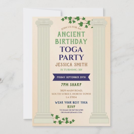Toga Party Birthday Roman Ivy Scroll Ancient Kaart (Voorkant)
