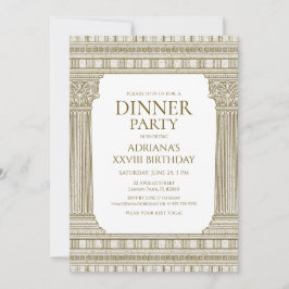 Toga Party met Elegante Bruine Romeinse Kolommen T Kaart