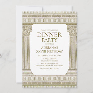 Toga Party met Elegante Bruine Romeinse Kolommen T Kaart