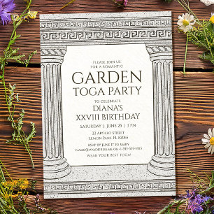 Toga-verjaardagsfeestuitnodiging met zuilen in tui kaart