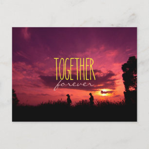 Together Forever Couple on Lavender Field Sunset Briefkaart
