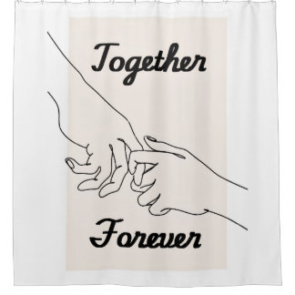 Together Forever Minimalist Line Art Shower Curtai Douchegordijn