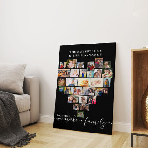 Together Heart Shaped Photo Collage Custom Canvas Afdruk