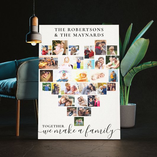 Together Heart Shaped Photo Collage Persoonlijk Canvas Afdruk