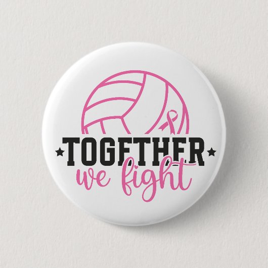 Together We Fight Breast Cancer Pink Ribbon Ronde Button 5,7 Cm (Voorkant)