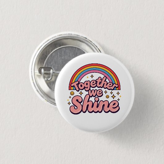 Together We Shine – Rainbow Retro Pride Quote Ronde Button 3,2 Cm (Voorkant /achterkant)