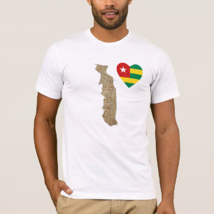 Togo Flag Heart en Map T-Shirt