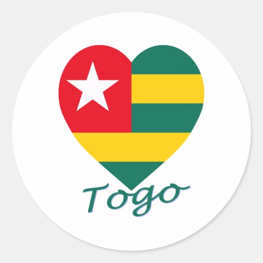 Togo Vlag Hart Ronde Sticker (Voorkant)