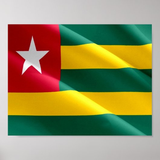 Togo - Wapperende vlag - Poster (Voorkant)