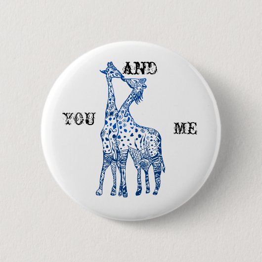 Toi et moi Girafes Baiser Badge Rond (Devant)