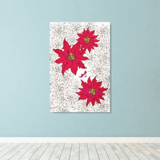 TOILE ポインセチアと赤い靴。オフホワイト (Insitu (Plancher de Bois))