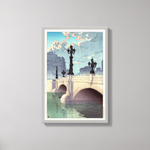 Toile 日 橋, Pont Nihonbashi, Hasui Kawase, Coupe du bois